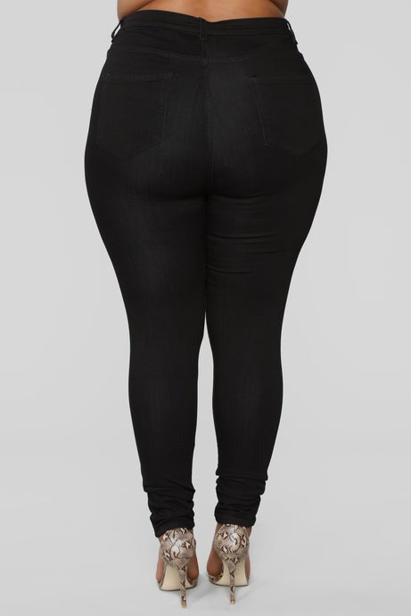 Classic High Waist Skinny Jeans - Black