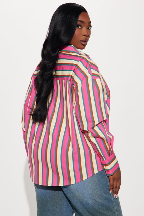 I'm The Main Topic Striped Shirt - Pink/combo