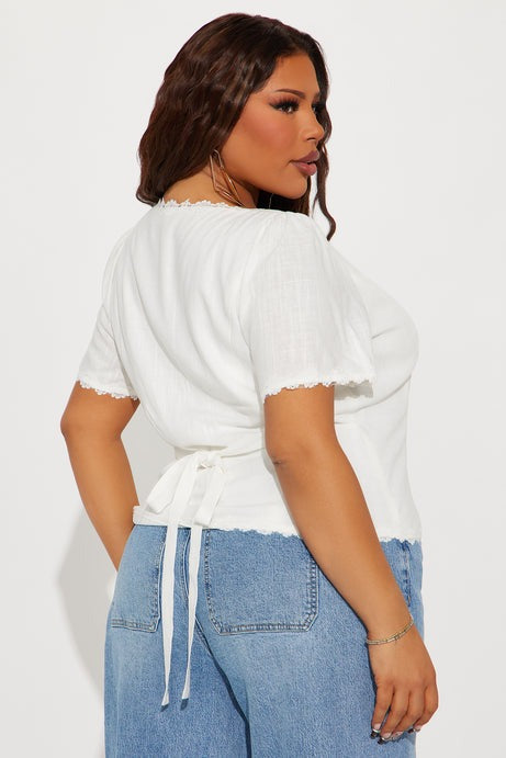 Delicate Love Linen Top - Cream