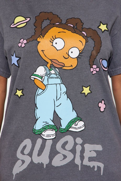 Rugrats Susie Washed Tee - Charcoal