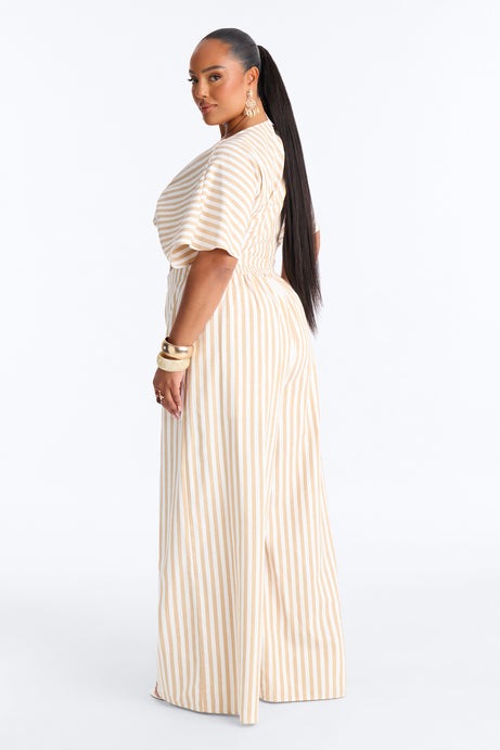 Nantucket Stripe Pant Set - Taupe