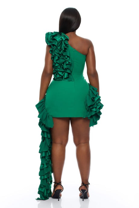 Leila Ruffle Mini Dress - Green