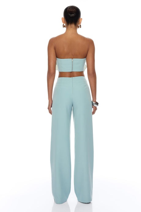 Garden Bloom Embellished Pant Set - Dusty Blue