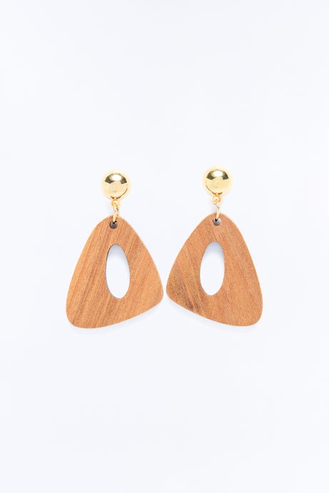 Island Deco Wood Drop Earrings - Brown