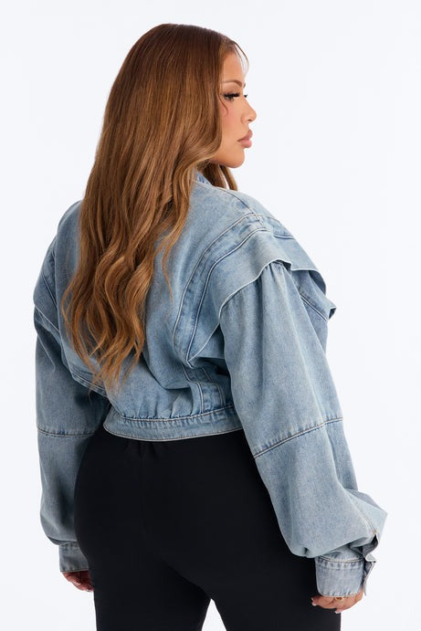 Isabelle Denim Bomber Jacket - Vintage Wash