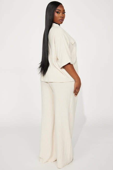 Roslyn Linen Pant Set - Oatmeal