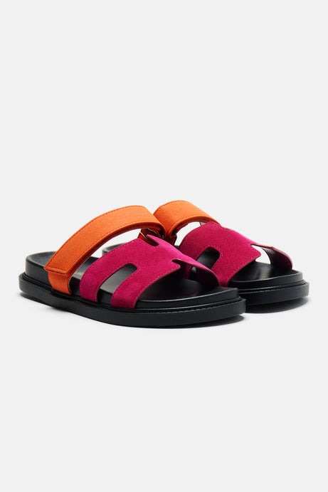 Agnes Flat Sandals - Pink/combo