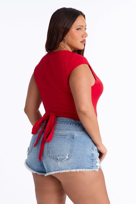 Crossed Up Crew Neck Tee - Red