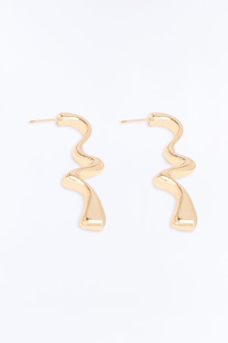 Gravity Twist Drop Earrings - Gold