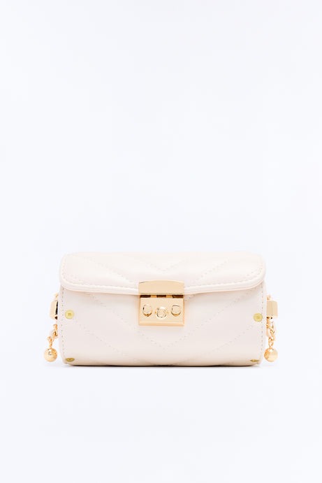 I Watch The Moon Faux Leather Crossbody Handbag - Ivory