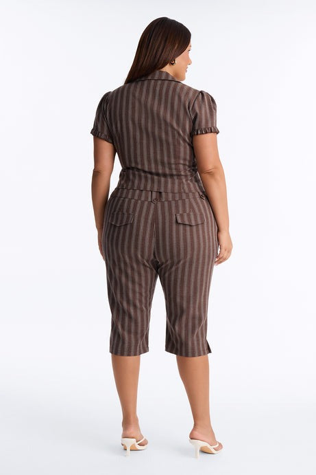 Mabel Striped Capri Set - Chocolate/Combo