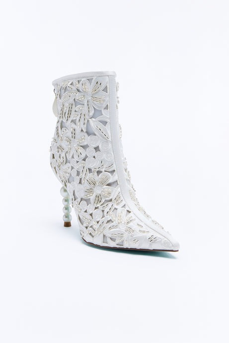 Betsey Johnson Jack Embellished Bootie - Ivory