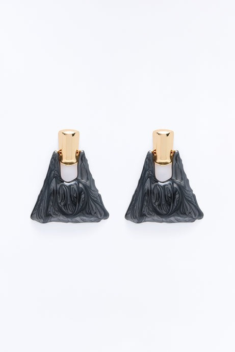 Mixed Feelings Drop Earrings - Black/Gold