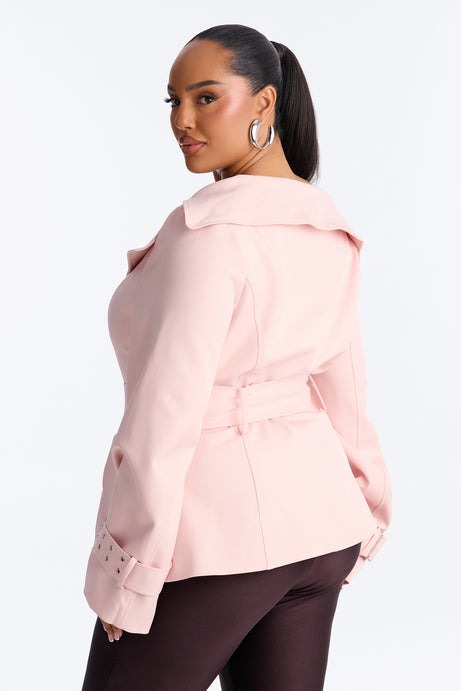 Georgina Off Shoulder Trench Coat - Pink