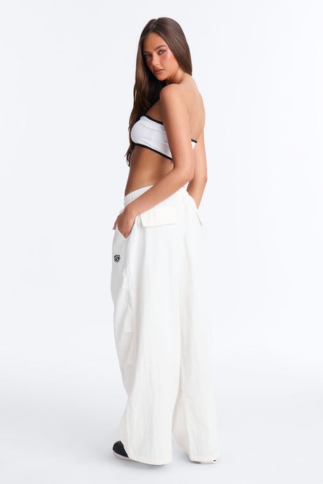Sports Club Windbreaker Pant Set - White