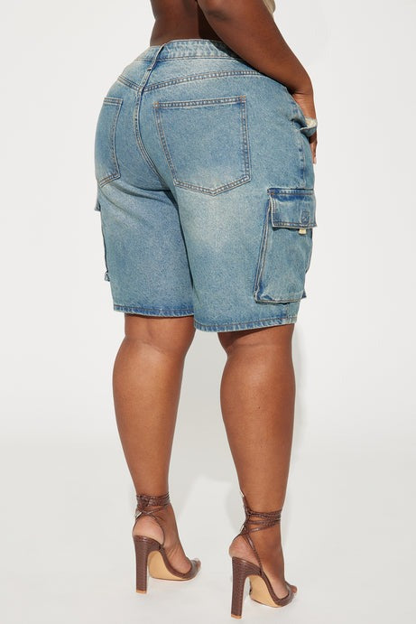 Cameron Denim Cargo Shorts - Medium Wash
