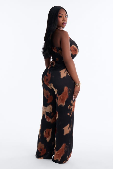 A Dose Of Fashion Satin Jumpsuit - Black/combo