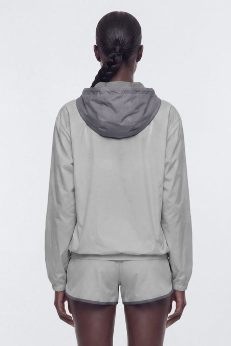 Reflective Lightweight Hooded Running Jacket - Grey/Silver