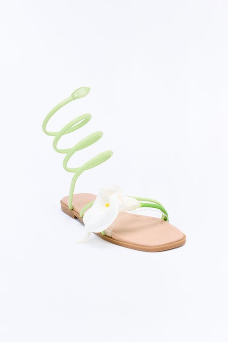 Island Flower Wrap Up Sandals - Green
