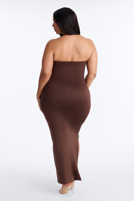 Contour Double Lined Halter Maxi Dress - Chocolate