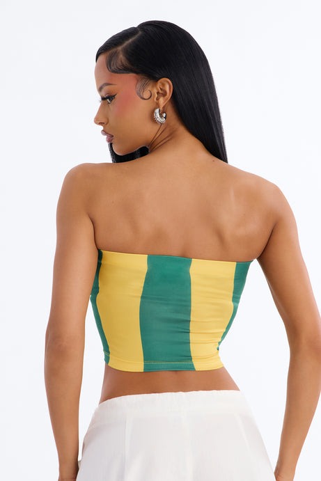 Brazil Striped Tube Top - Green/combo