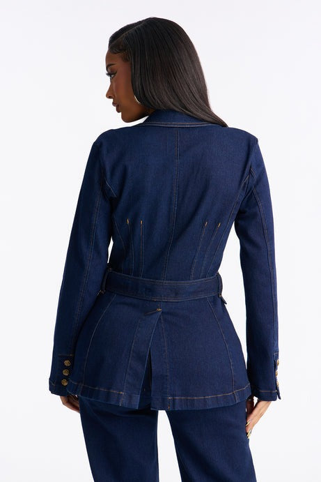 Born For This Stretch Denim Blazer - Rinse Blue Wash