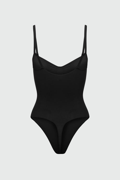 Nova Sculpt Seamless Strong Compression Thong Bodysuit - Black
