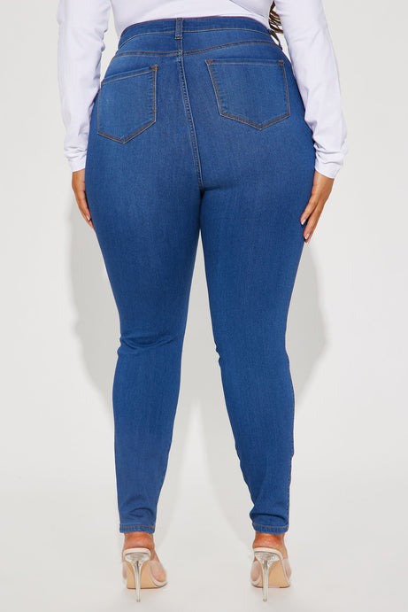 Classic High Waist Skinny Jeans - Medium Blue Wash