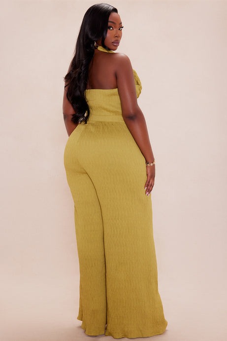 Chelsea Textured Jumpsuit - Olive