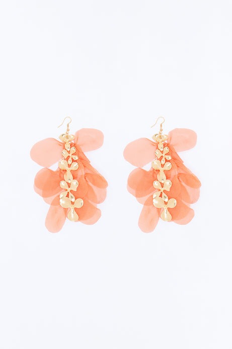 Loved You Floral Drop Earrings - Orange