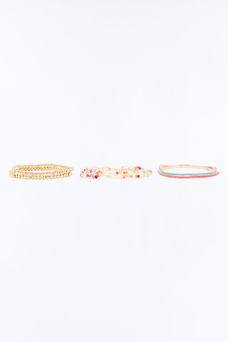 Tiki Tide Beaded 6 Piece Bracelet Set - Gold/Multi