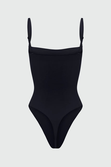 Nova Sculpt Seamless Strong Compression Strapless Thong Bodysuit - Black
