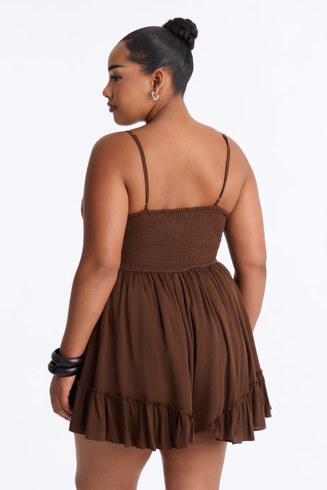 Bells And Whistles Spaghetti Strap Romper - Chocolate