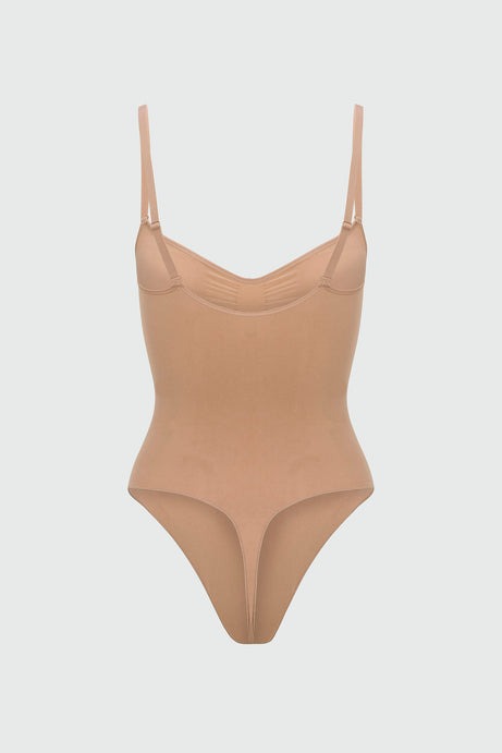 Nova Sculpt Seamless Strong Compression Thong Bodysuit - Nude