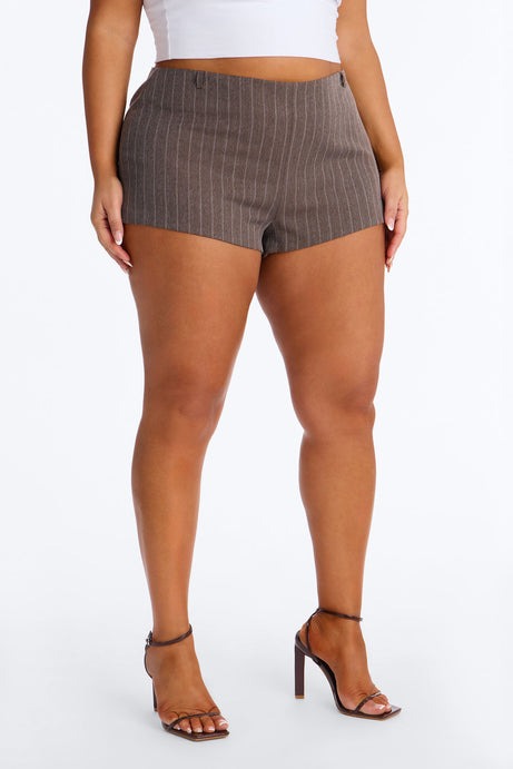 So Much Tea Pinstripe Micro Shortâ3 - Brown