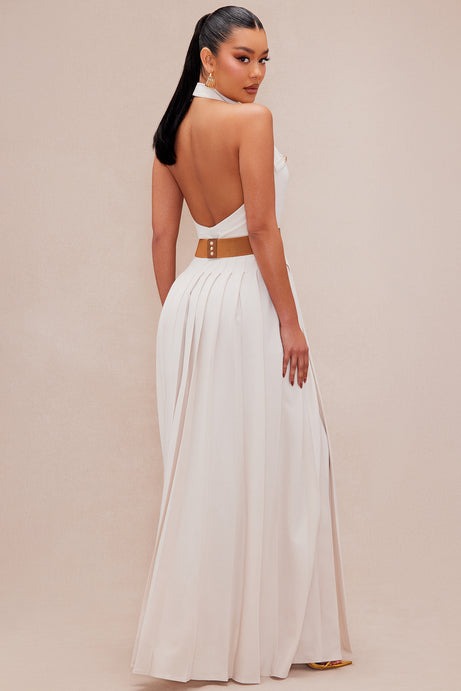 Maya Pleated Maxi Dress - Beige