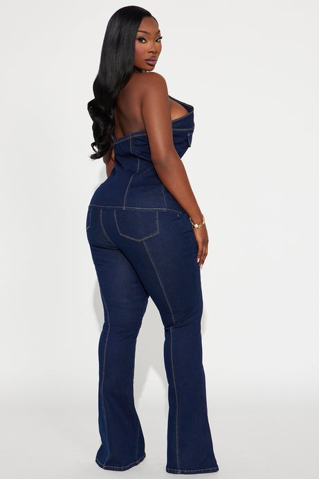 Esmeralda Denim Flare Pant Set - Dark Denim