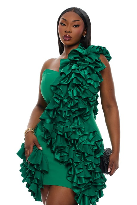 Leila Ruffle Mini Dress - Green