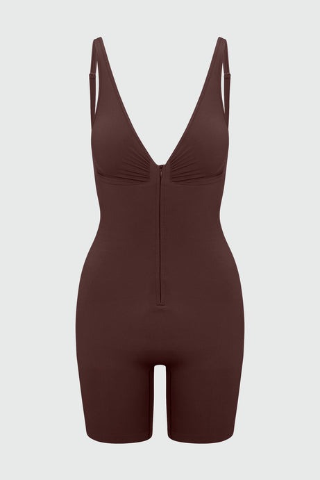 Nova Sculpt Seamless Strong Compression Zip Front Thigh Shaping Bodysuit - Coco