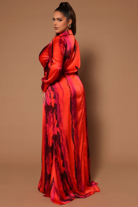 Gabriella Long Sleeve Maxi Dress - Orange/combo