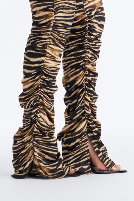 Labeled Luxe Stacked Skinny Pant - Tan/Multi