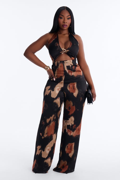 A Dose Of Fashion Satin Jumpsuit - Black/combo