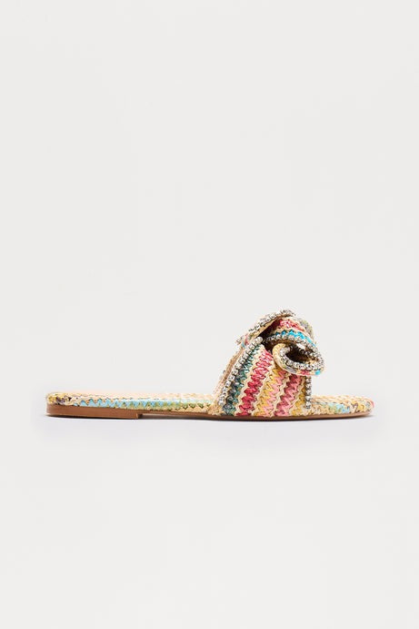 Lunar Rhinestone Bow Sandals - Multi Color