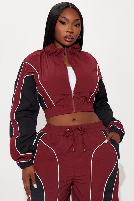 New Era Colorblock Windbreaker Jacket - Burgundy/combo
