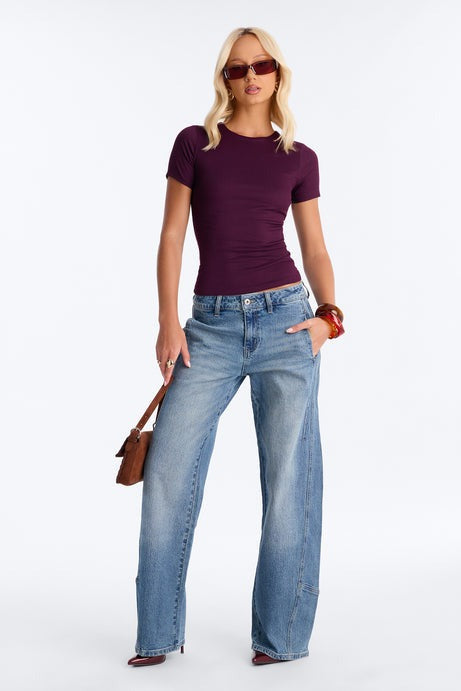 Chloe Crew Neck Short Sleeve Tee - Plum
