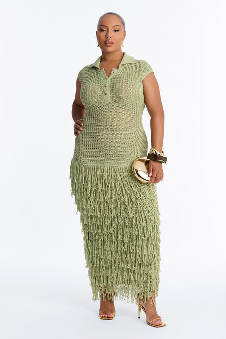 Catalina Crochet Maxi Dress - Green