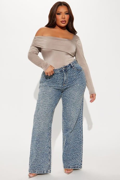 Turning The Page Embellished Wide Leg Jeans - Medium Wash