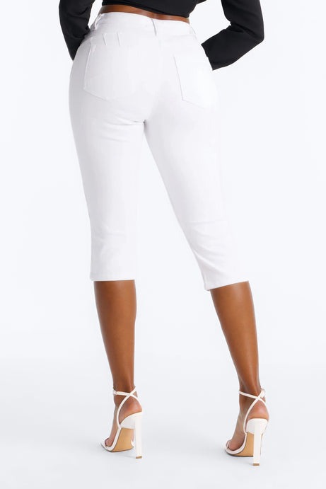 Tulsa Booty Lifting High Rise Stretch Capri Jeans - White