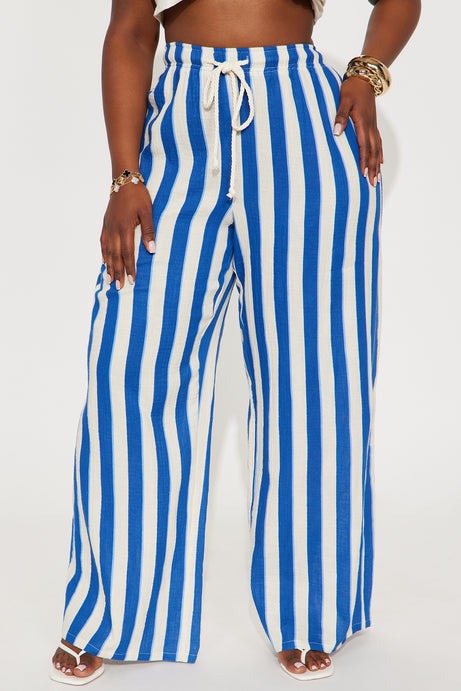 Tea Time Stripe Wide Leg Pant - Navy/combo