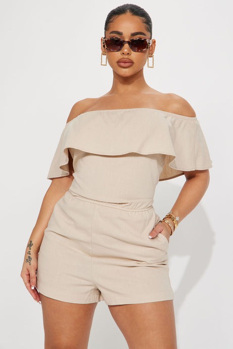 Rachal Linen Romper - Khaki